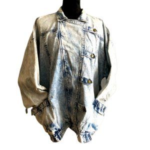 Vintage Acid Washed Boxy Oversized Denim Jacket L